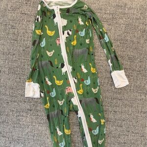 Little Sleepies Retired Green farm Animal Print Footie